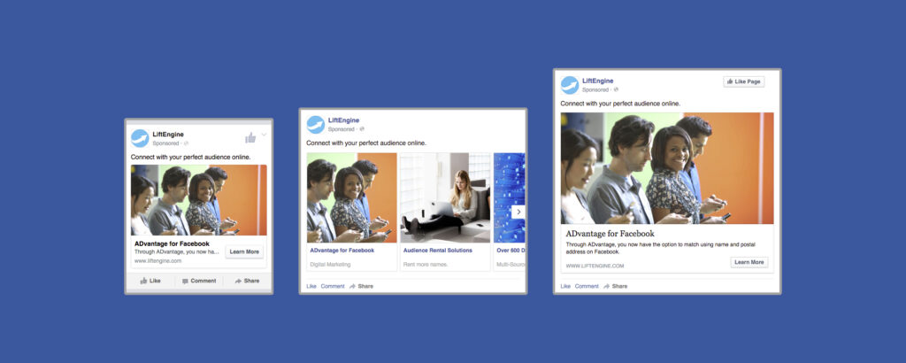 What does Facebook ad content include?
