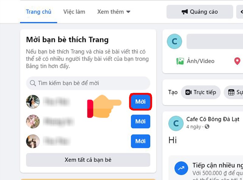 Cách thêm bạn bè vào trang doanh nghiệp trên facebook bằng PC/Laptop