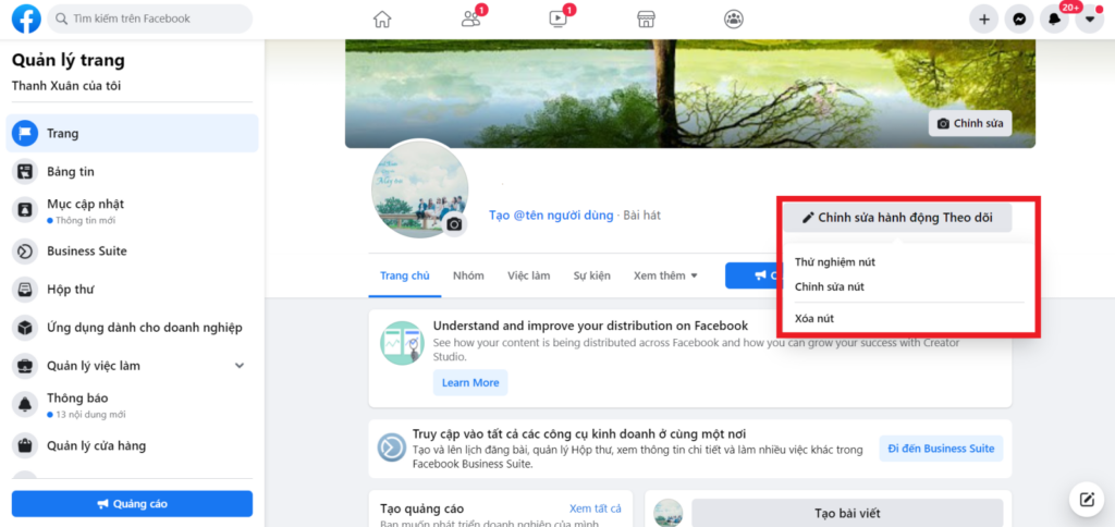 Cách thêm nút kêu gọi hành động vào trang Facebook mới