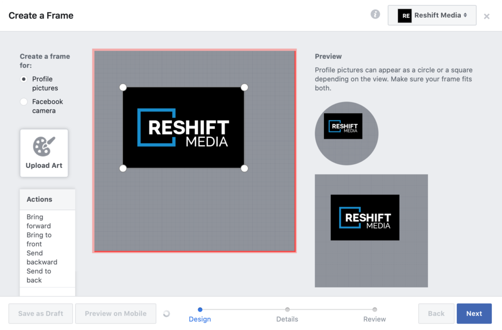 How to add frame to facebook post