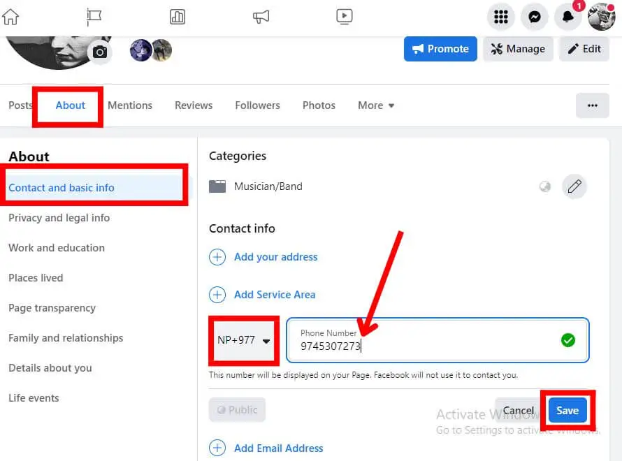 How to add on facebook with phone number