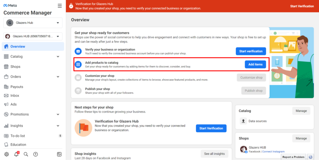 How to add shop items on Facebook page