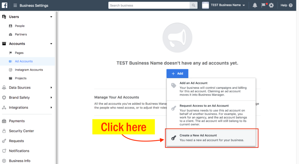 How to create a business Facebook ads account