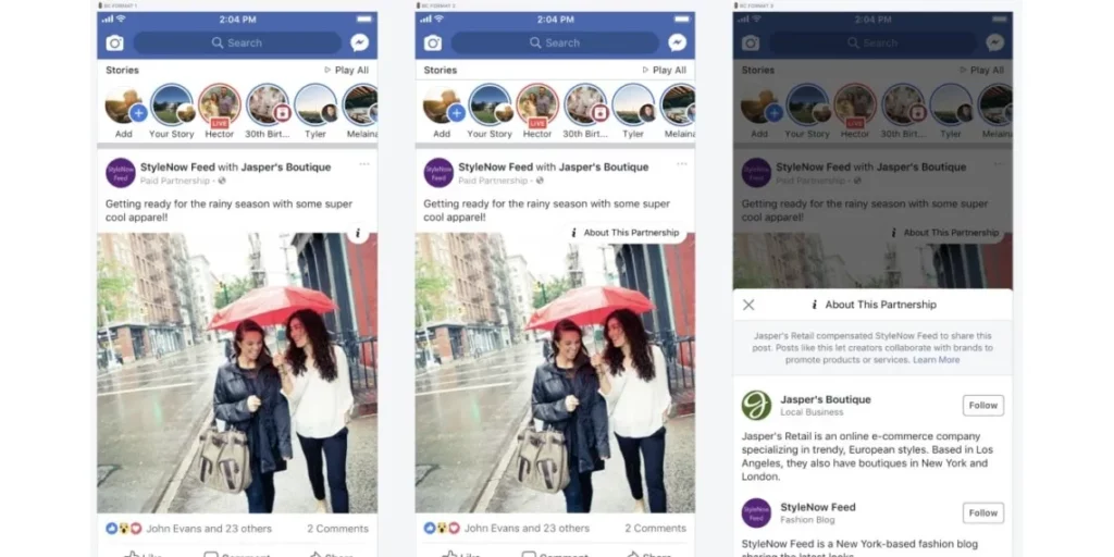 how to add paid partnership on facebook post