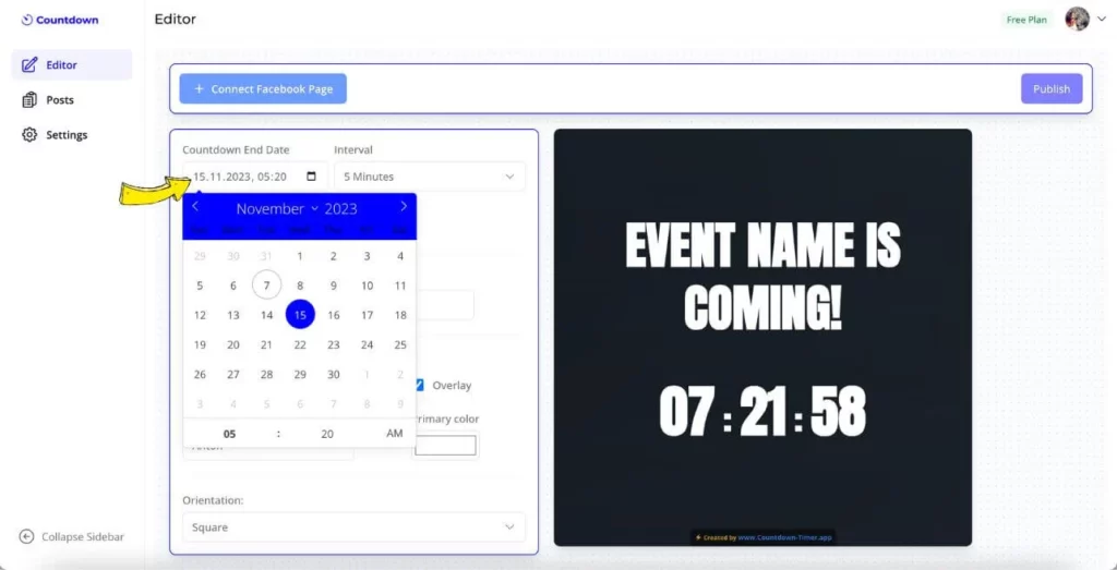 how to create countdown on Facebook