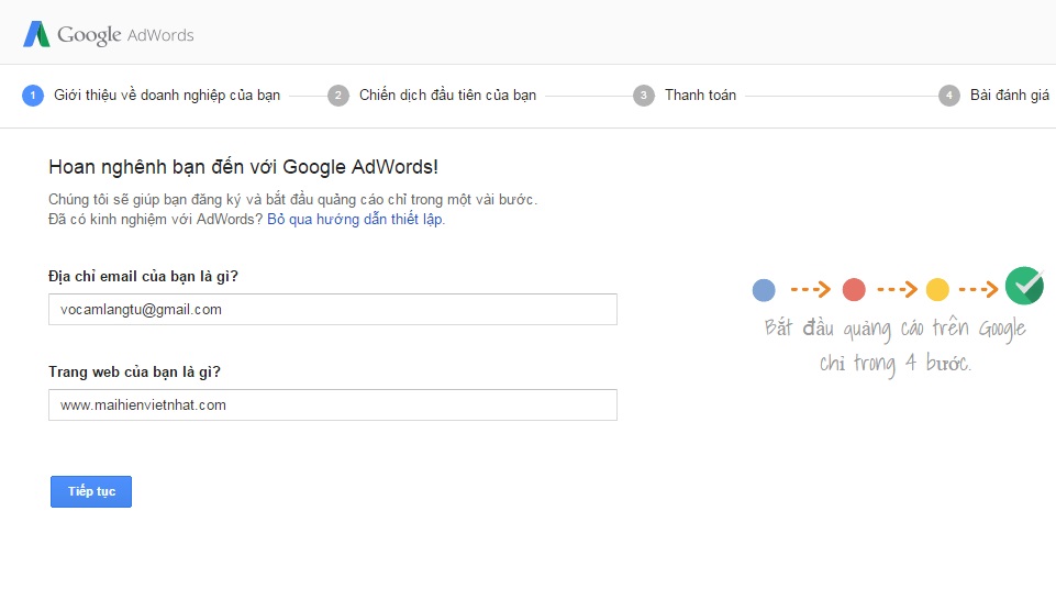 Cách thiết lập tài khoản quảng cáo Google