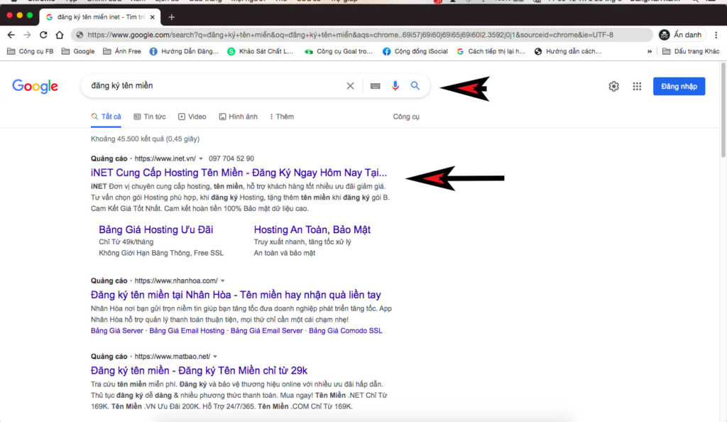 Các loại quảng cáo xuất hiện trên đầu Google
