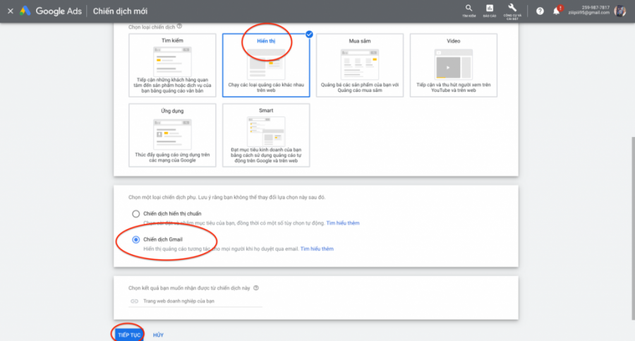 Cách quảng cáo trên Gmail