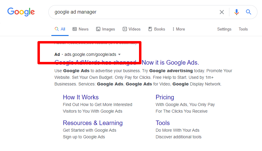 How to get your Google ad to the top