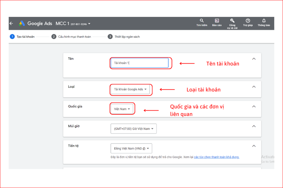 Các bước thực hiện cách quản lý tài khoản quảng cáo Google