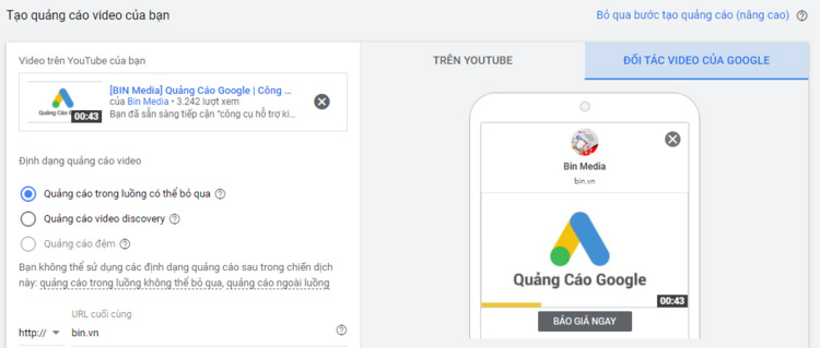 cách thiết lập quảng cáo Google cho Youtube