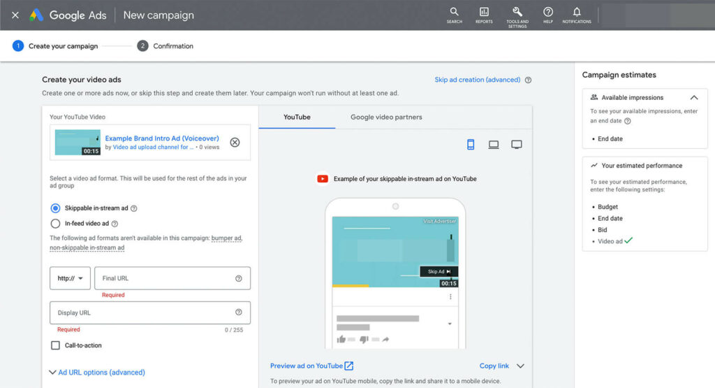 how to set up Google Ads for YouTube