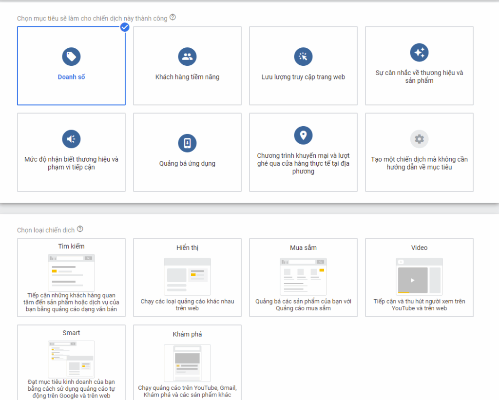 các loại chiến dịch quảng cáo của Google