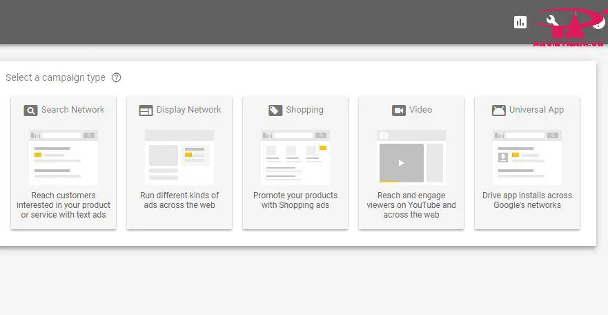 loại chiến dịch phụ quảng cáo Google