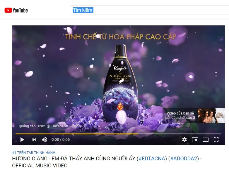 Quảng cáo phủ trên Youtube tạo không gian tiếp cận tự nhiên