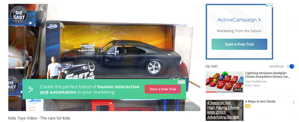 Youtube in video overlay ads at the Implementation Level