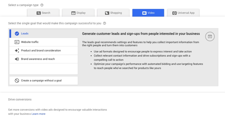 YouTube TrueView Video Specs During Campaign Setup