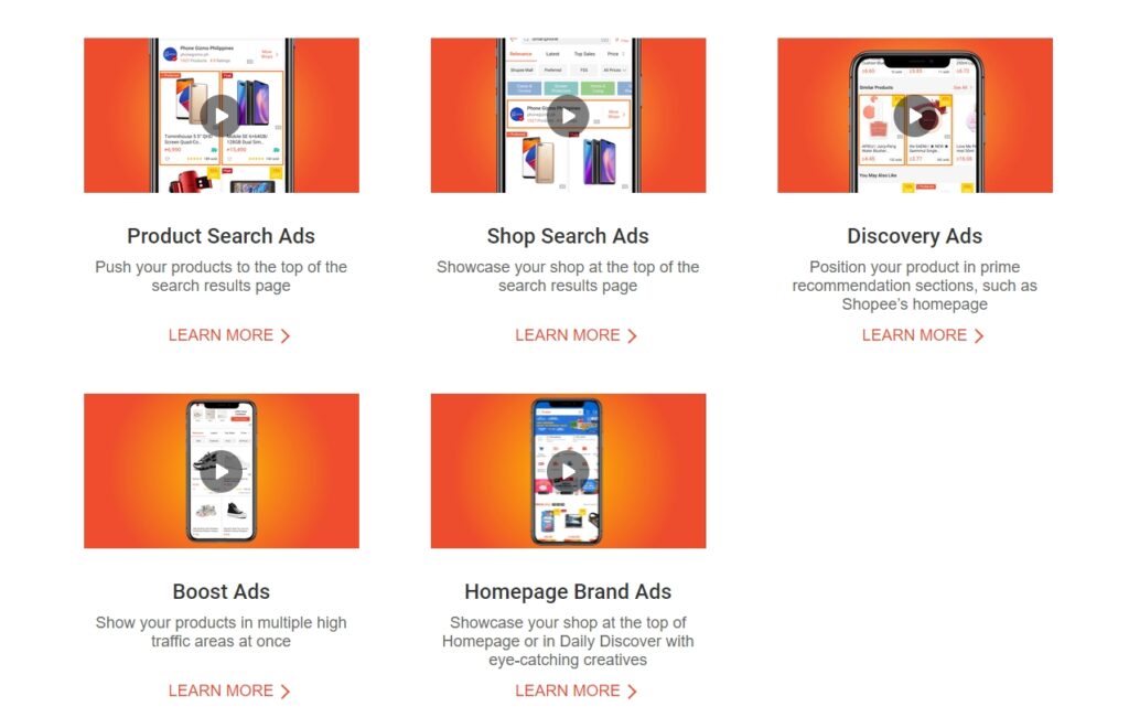 Formats of Paid Ads Shopee